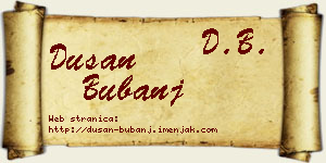 Dušan Bubanj vizit kartica